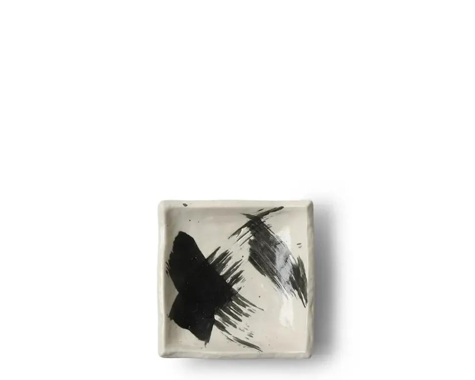 Black & White Brush Sauce Dish