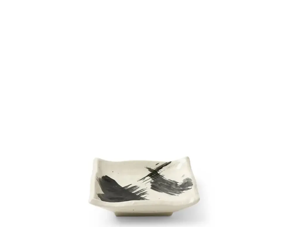 Black & White Brush Sauce Dish