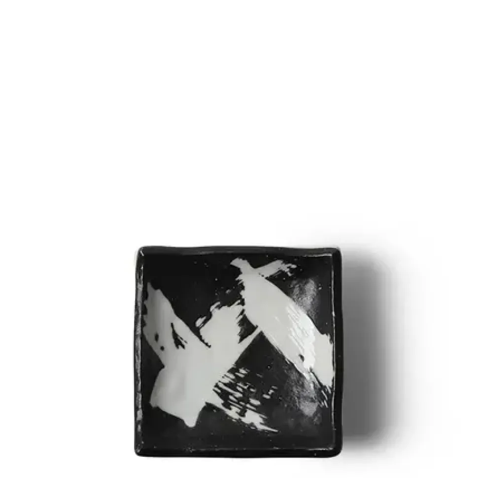 Black & White Brush Sauce Dish
