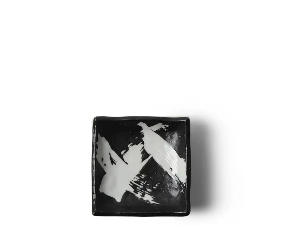 Black & White Brush Sauce Dish