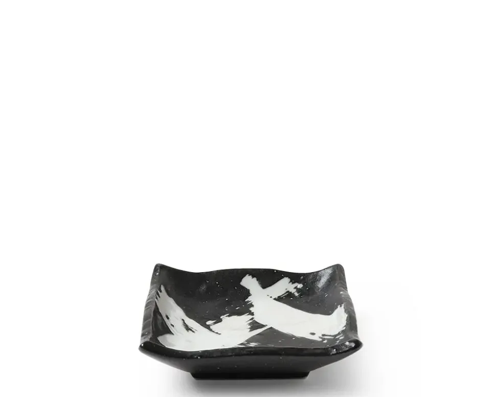 Black & White Brush Sauce Dish