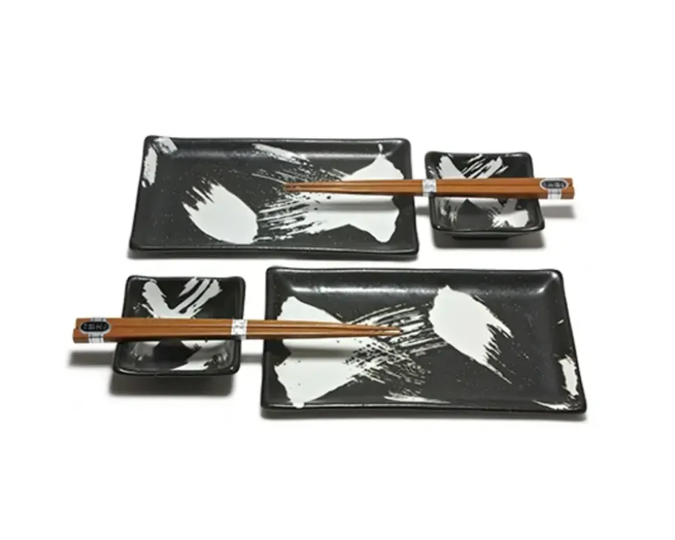 Black Brush Stroke Sushi Set