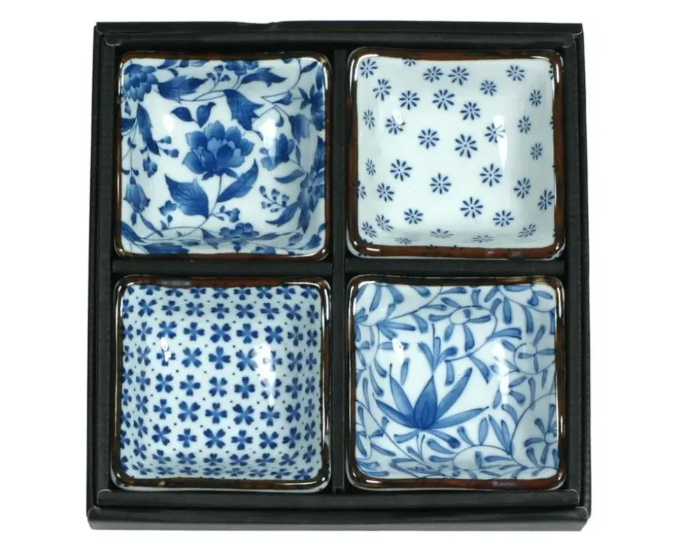 Blue & White 3.25" Sq. Sauce Dish Set