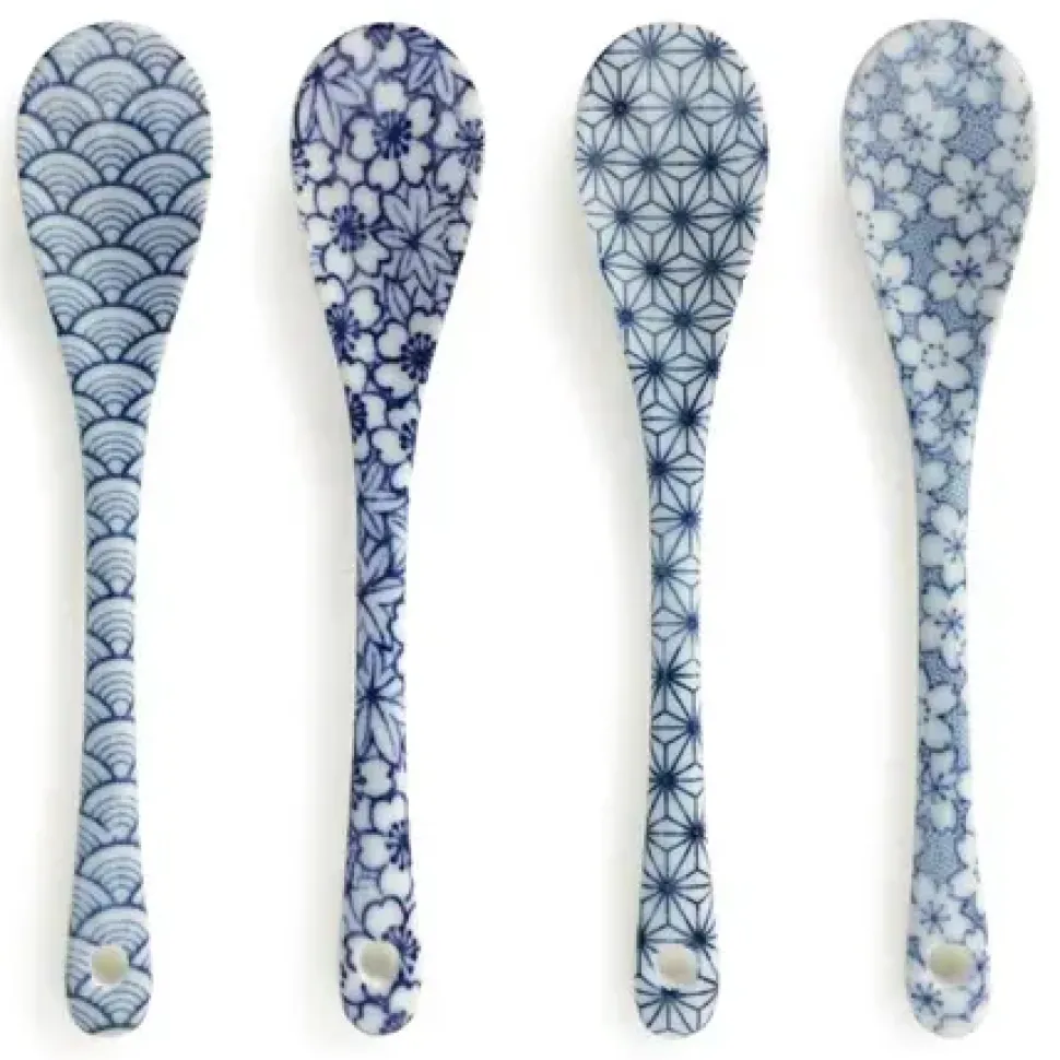 Blue & White Dessert Spoon Set