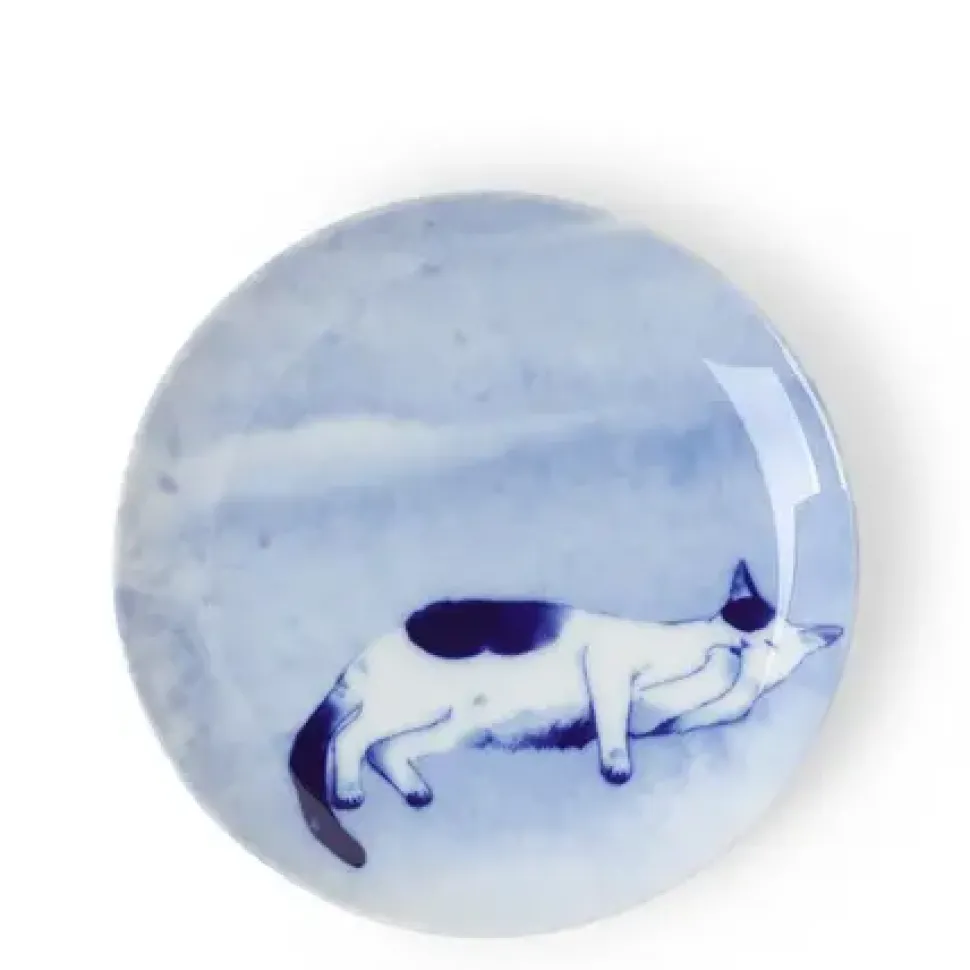 Blue Cat On Side Plate