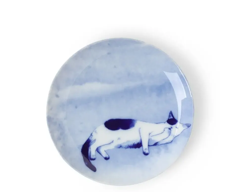 Blue Cat On Side Plate