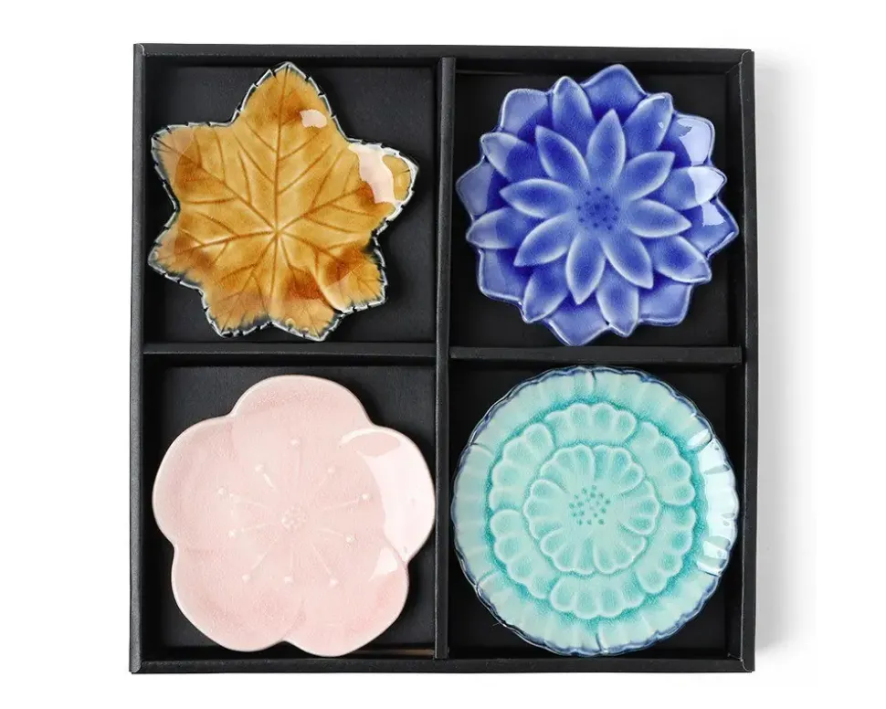Leaf & Flower 4.75" Plate Set