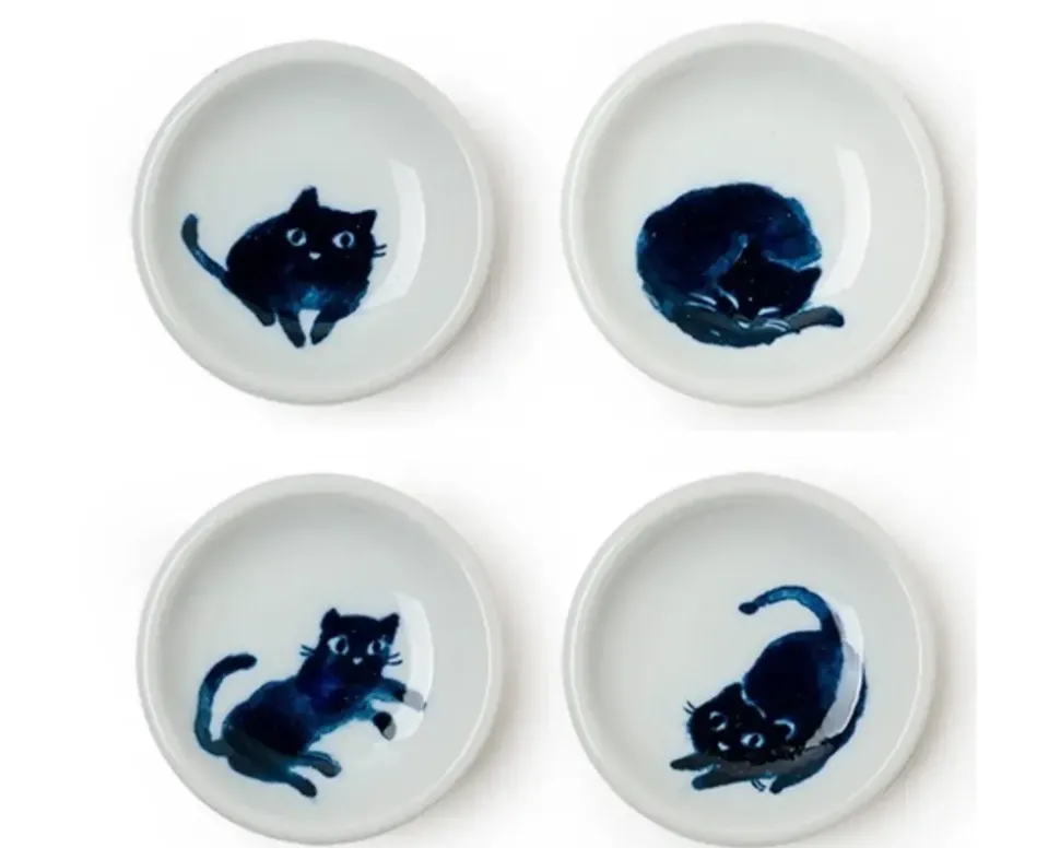 Midnight Blue Cat Dish Set
