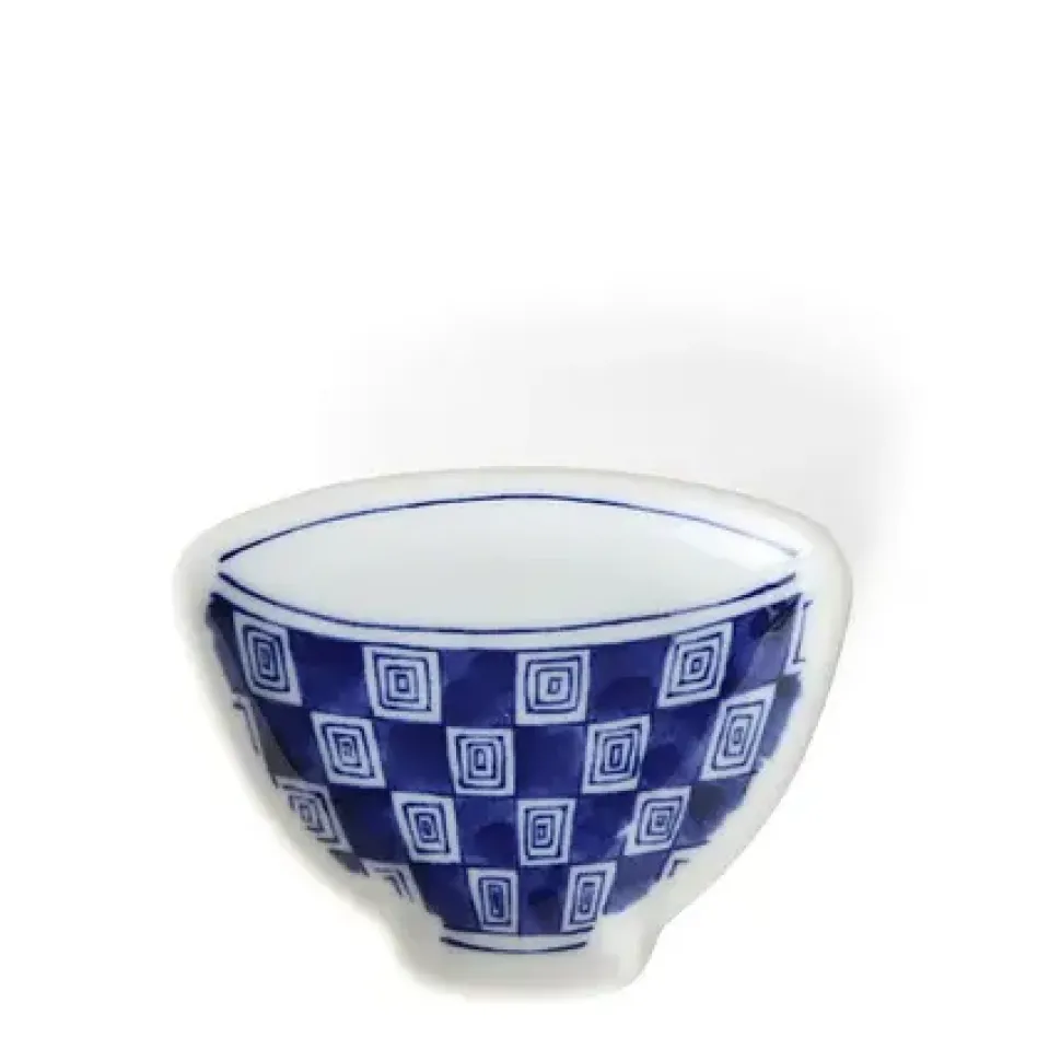 Mini Plate 3.75" Blue & White Teacup Check