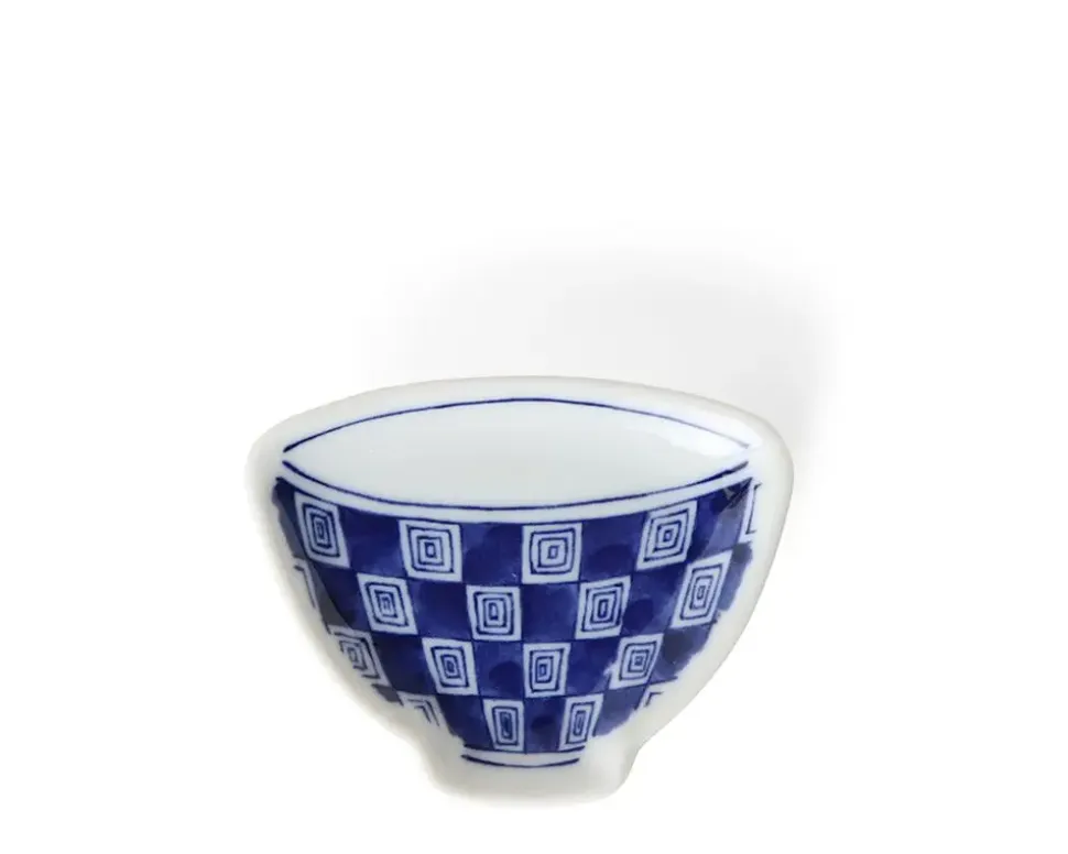 Mini Plate 3.75" Blue & White Teacup Check