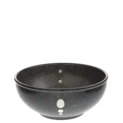 Satin Black White Dots 6-1/4" Bowl
