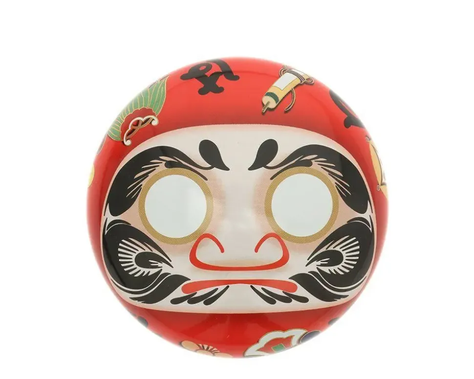 Tea Canister Red Daruma "Wishes"