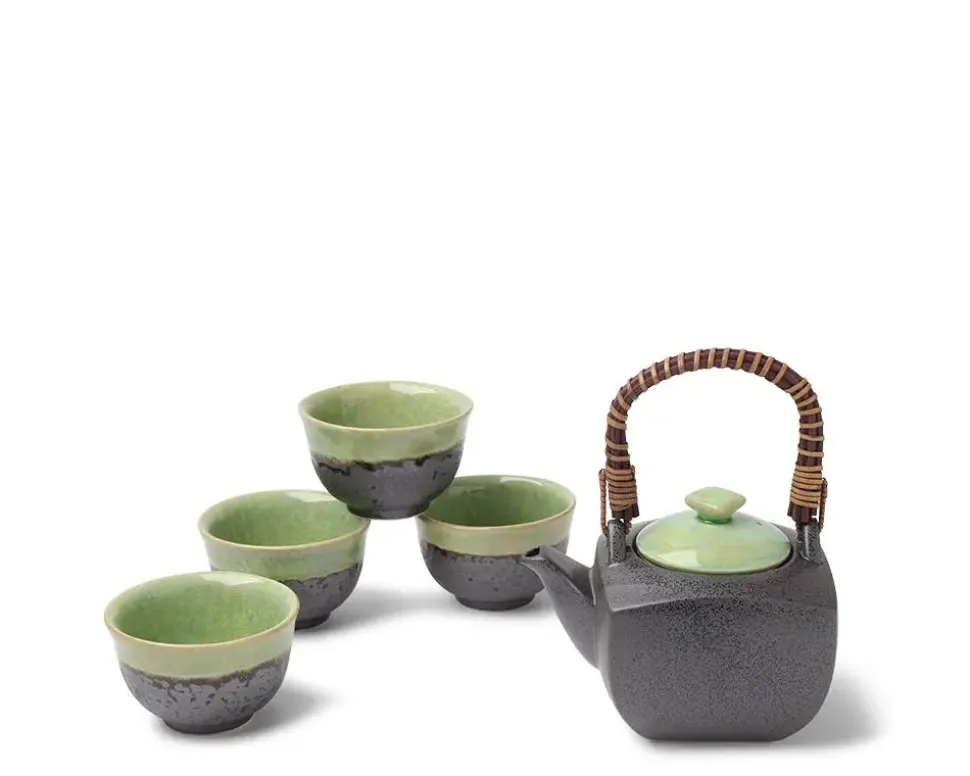 Tea Set Bronze/Jade Square