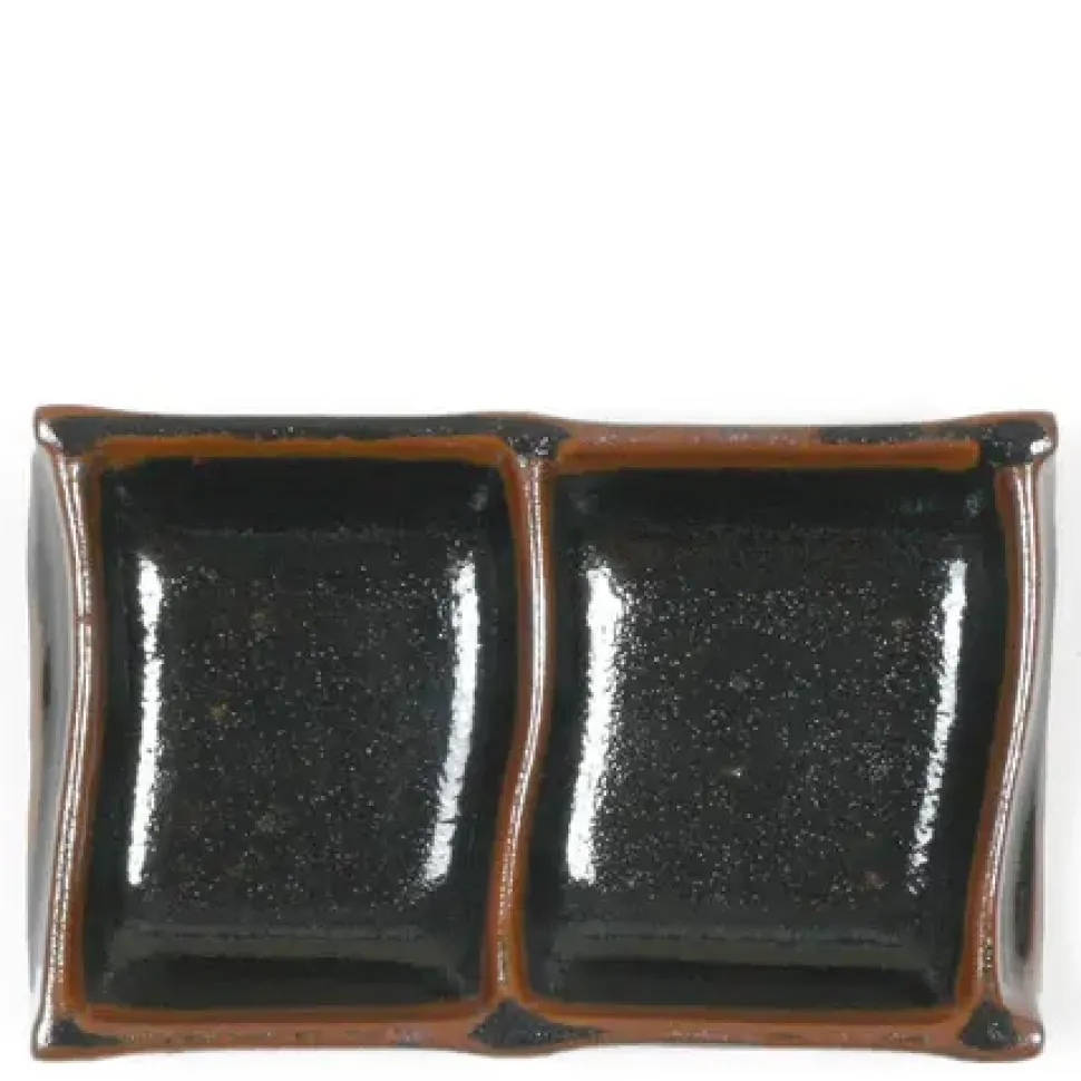 Tenmoku 6" X 3.5" Double Sauce Dish